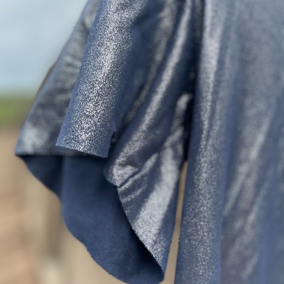 Trouve Gunmetal Blue Metallic Sueded T-Shirt - Picture 4 of 7